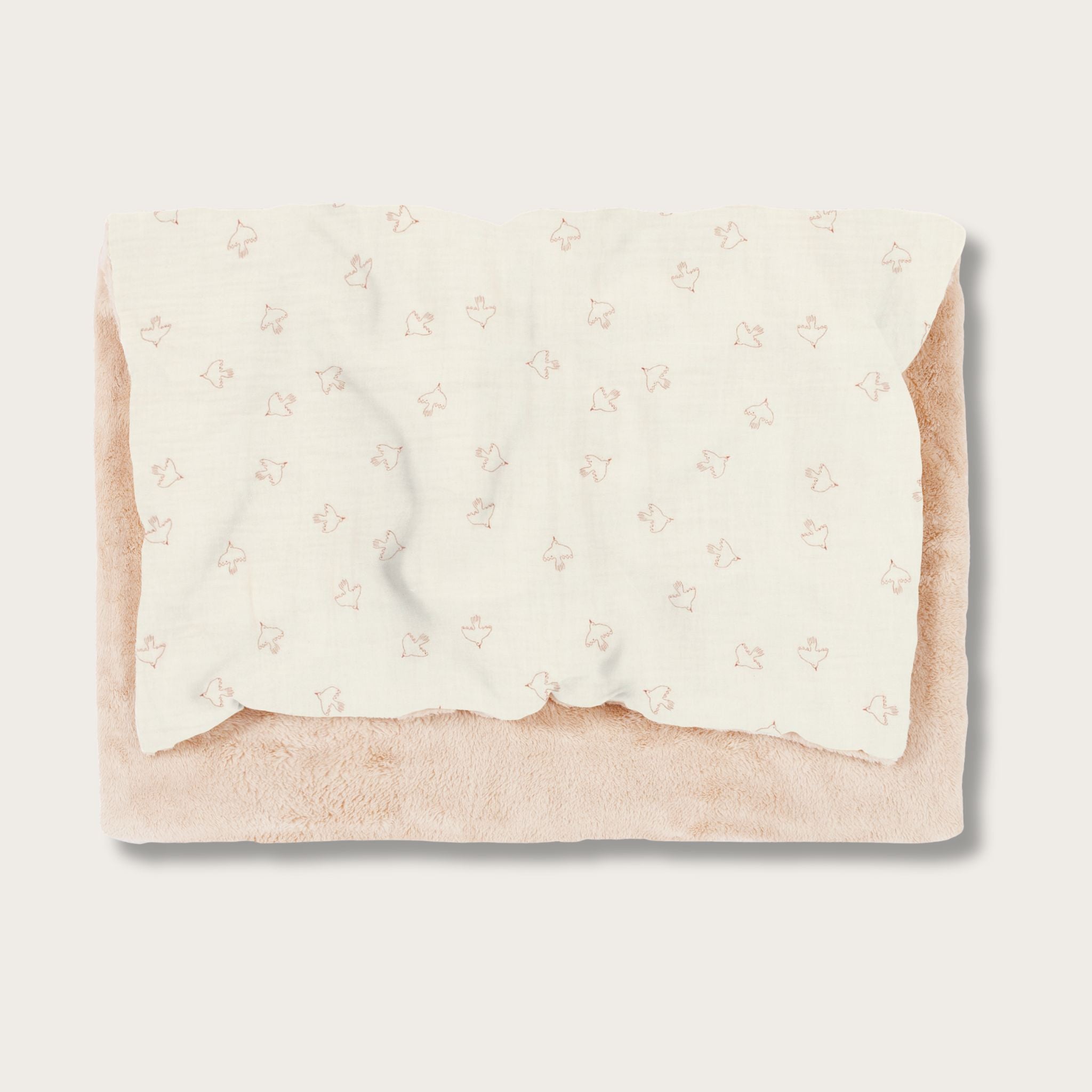 Couverture chaude en double gaze de coton bio - Wabi-Sabi BROWN HOSHI BIRDS