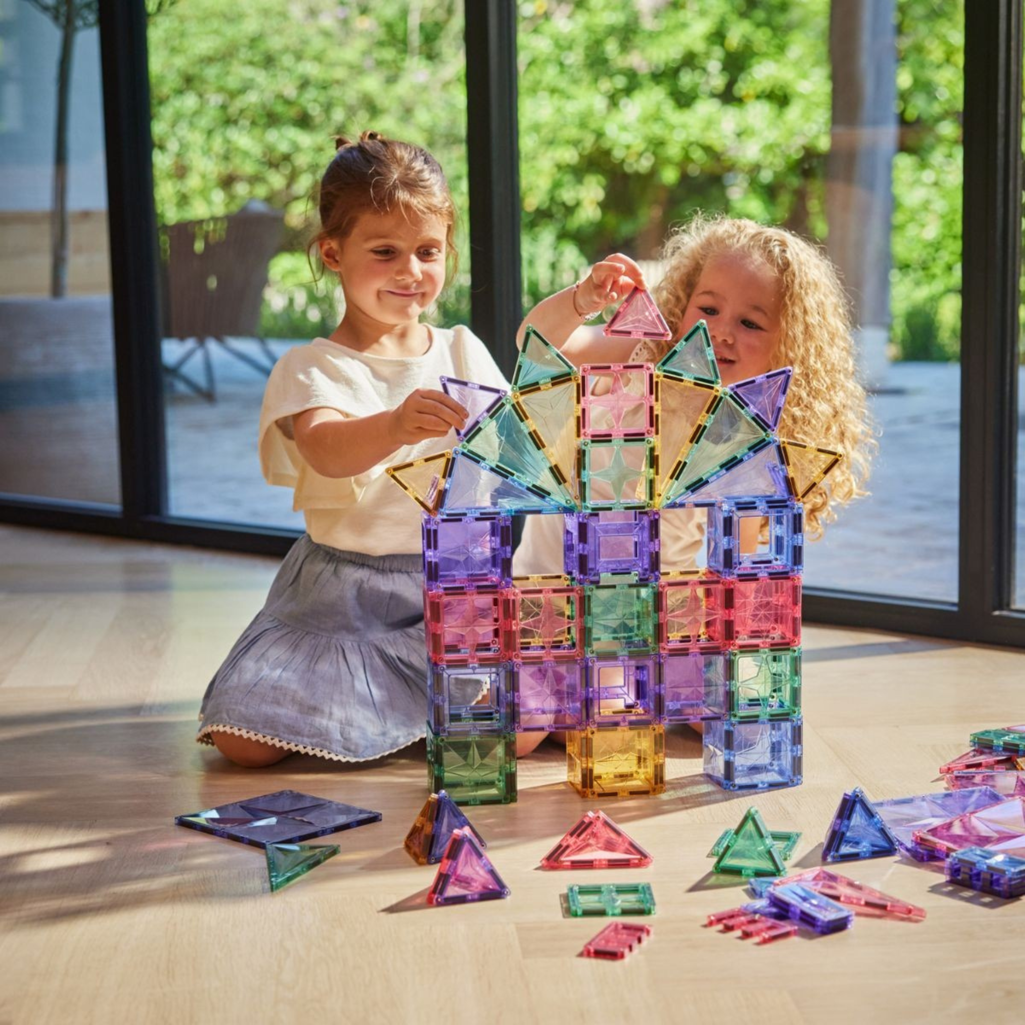 Blocs de construction magnétiques Cleverclixx | Large Creative Pack Pastel 125 Pièces