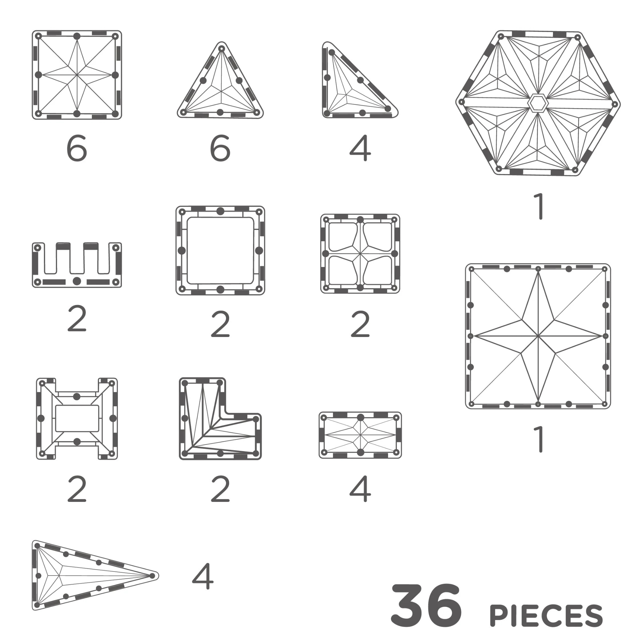 Blocs de construction magnétique Cleverclixx | Petite Pack Pastel Colour 36 Pièces