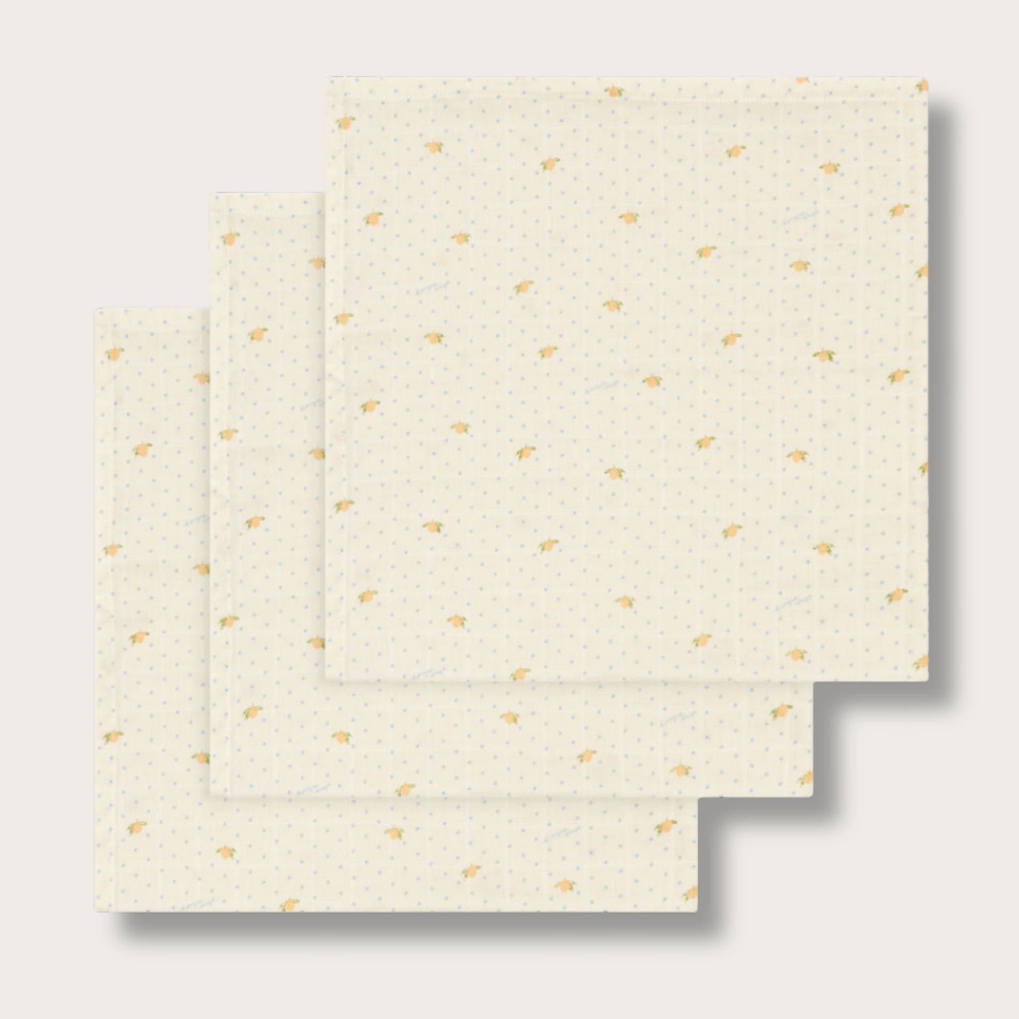 Lot de 3 langes en mousseline bio GOTS - Lemon Dot