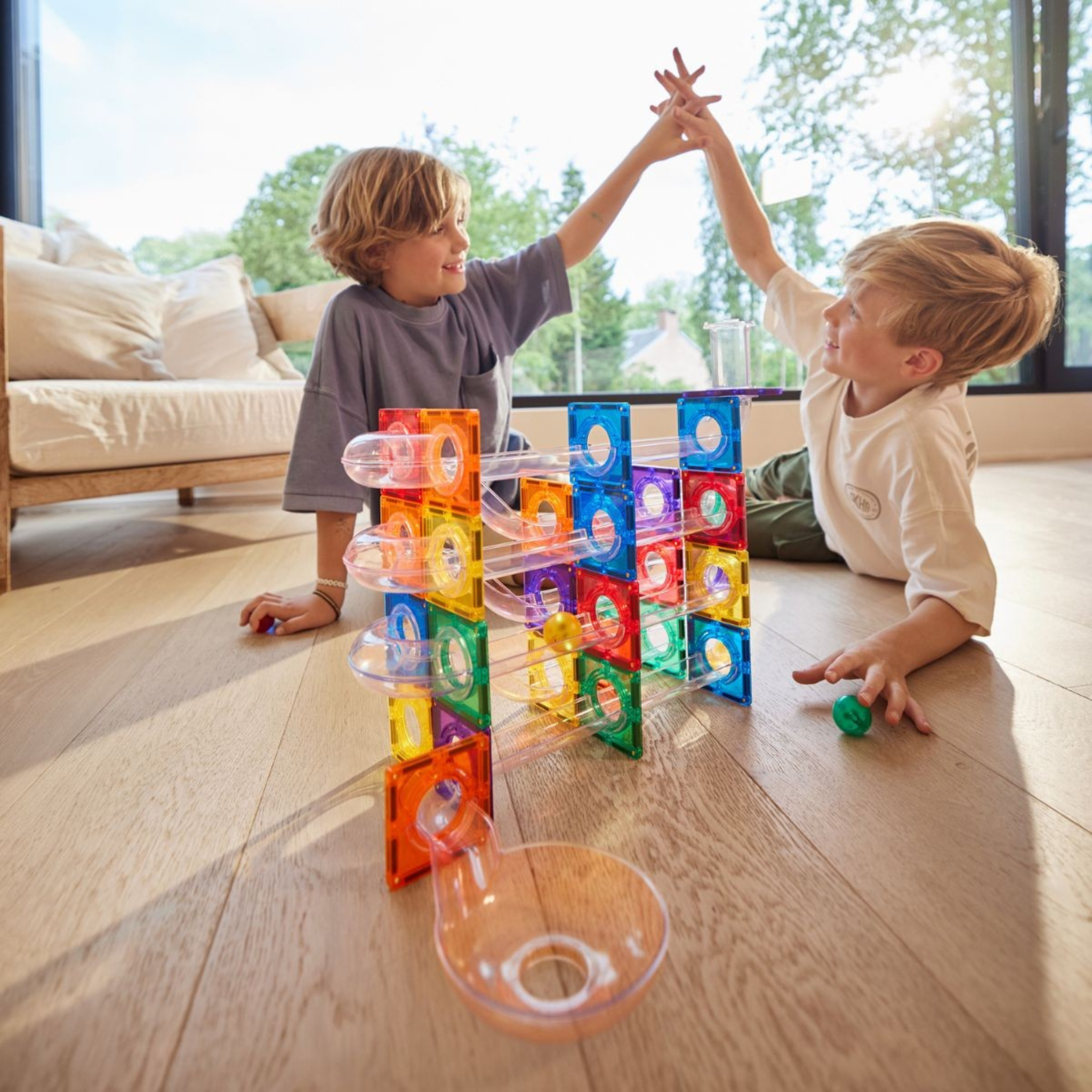 Blocs de construction magnétique Cleverclixx | Ball Run Dazzling Lights Pack Intense 100 Pièces