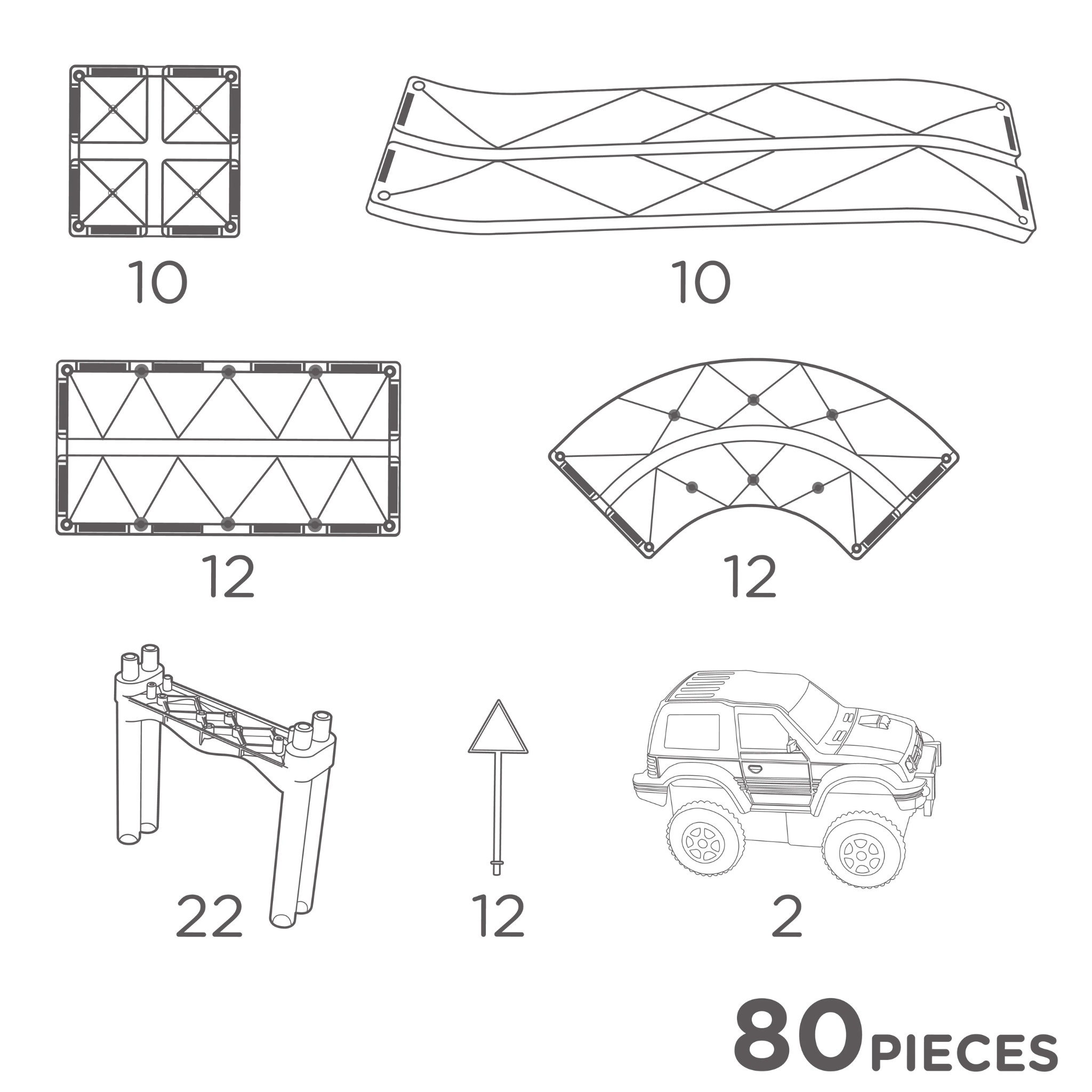 Blocs de construction magnétiques Cleverclixx | Race Track Large Pastel 80 Pièces