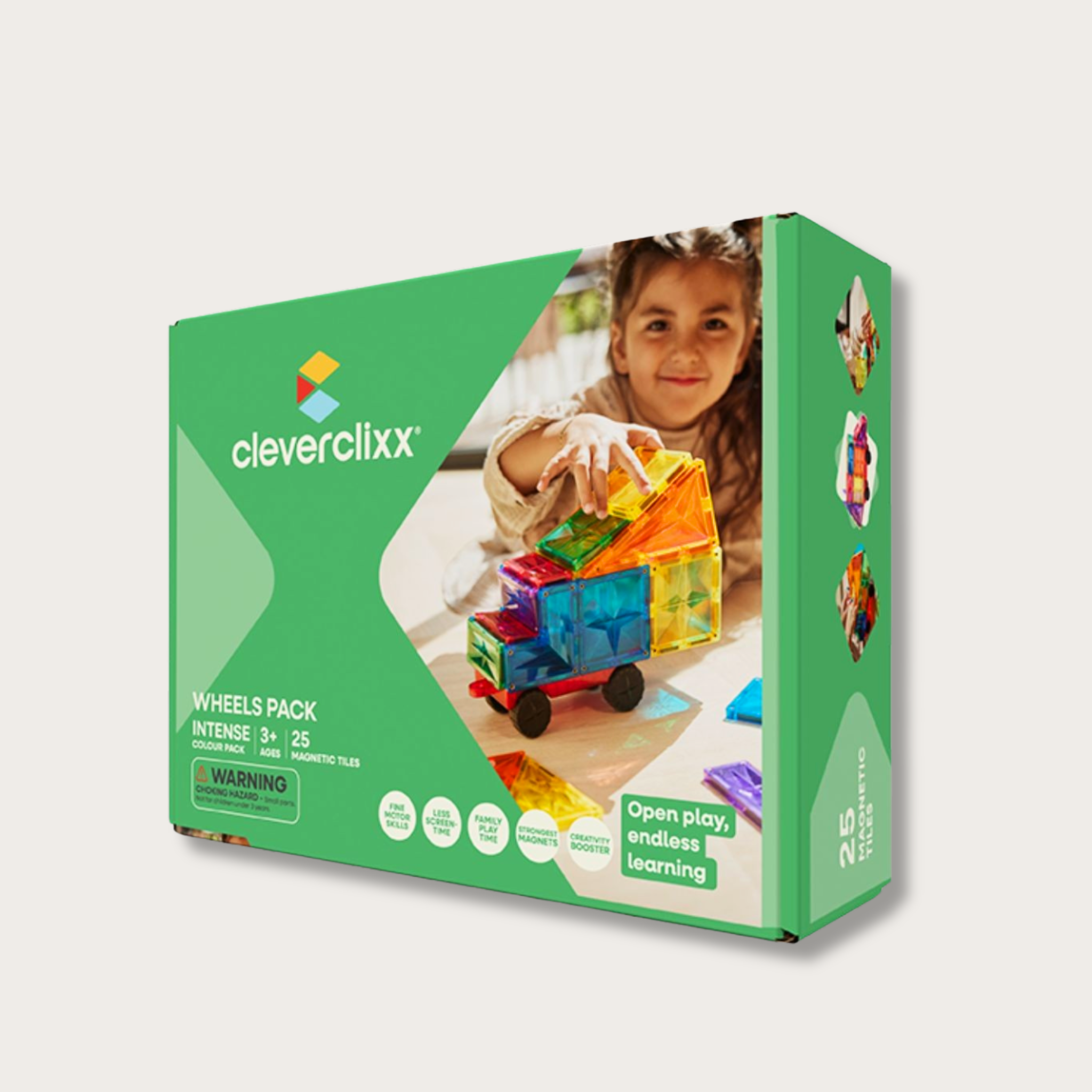 Blocs de construction magnétique Cleverclixx | Wheels Pack Intense 25 Pièces