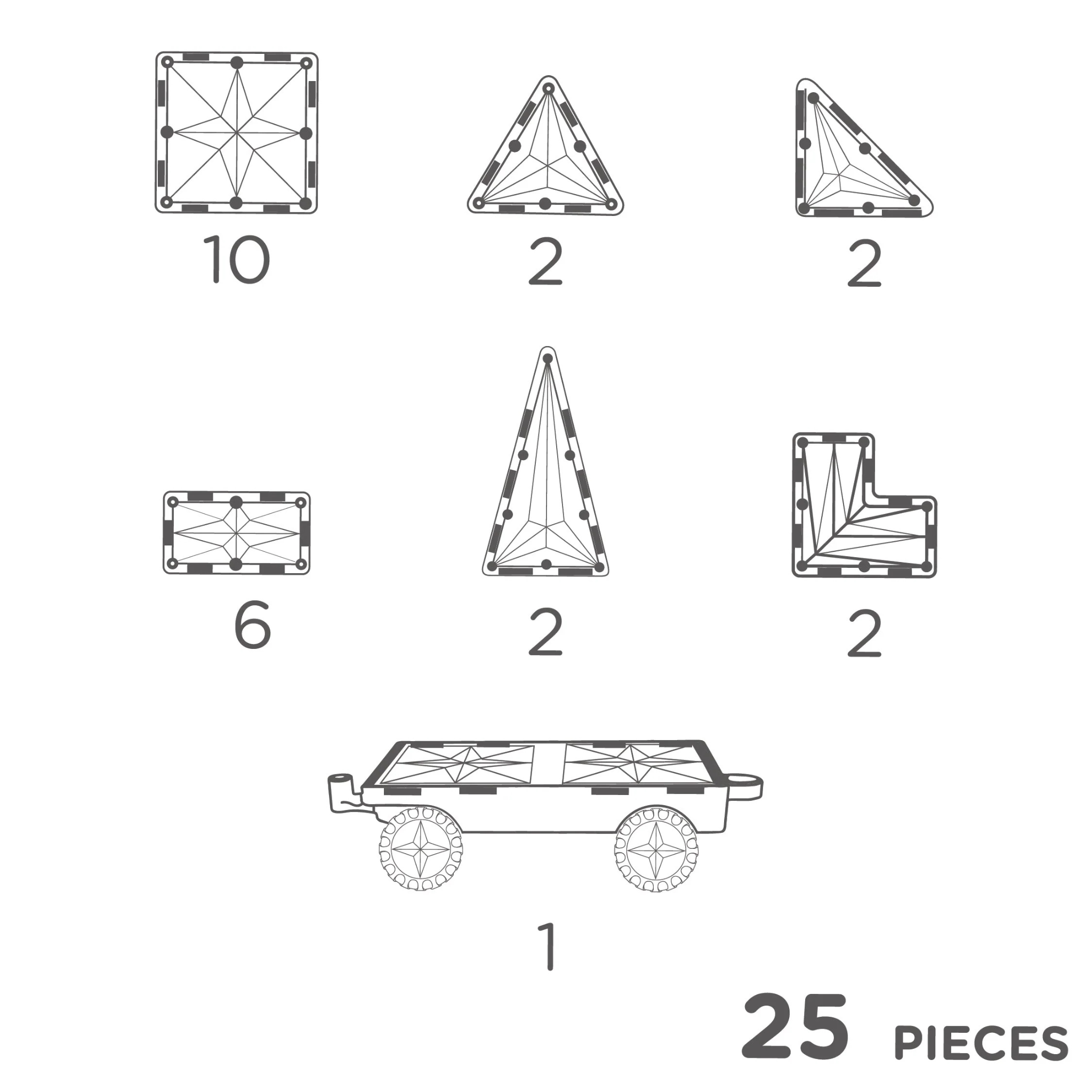 Blocs de construction magnétique Cleverclixx | Wheels Pack Intense 25 Pièces