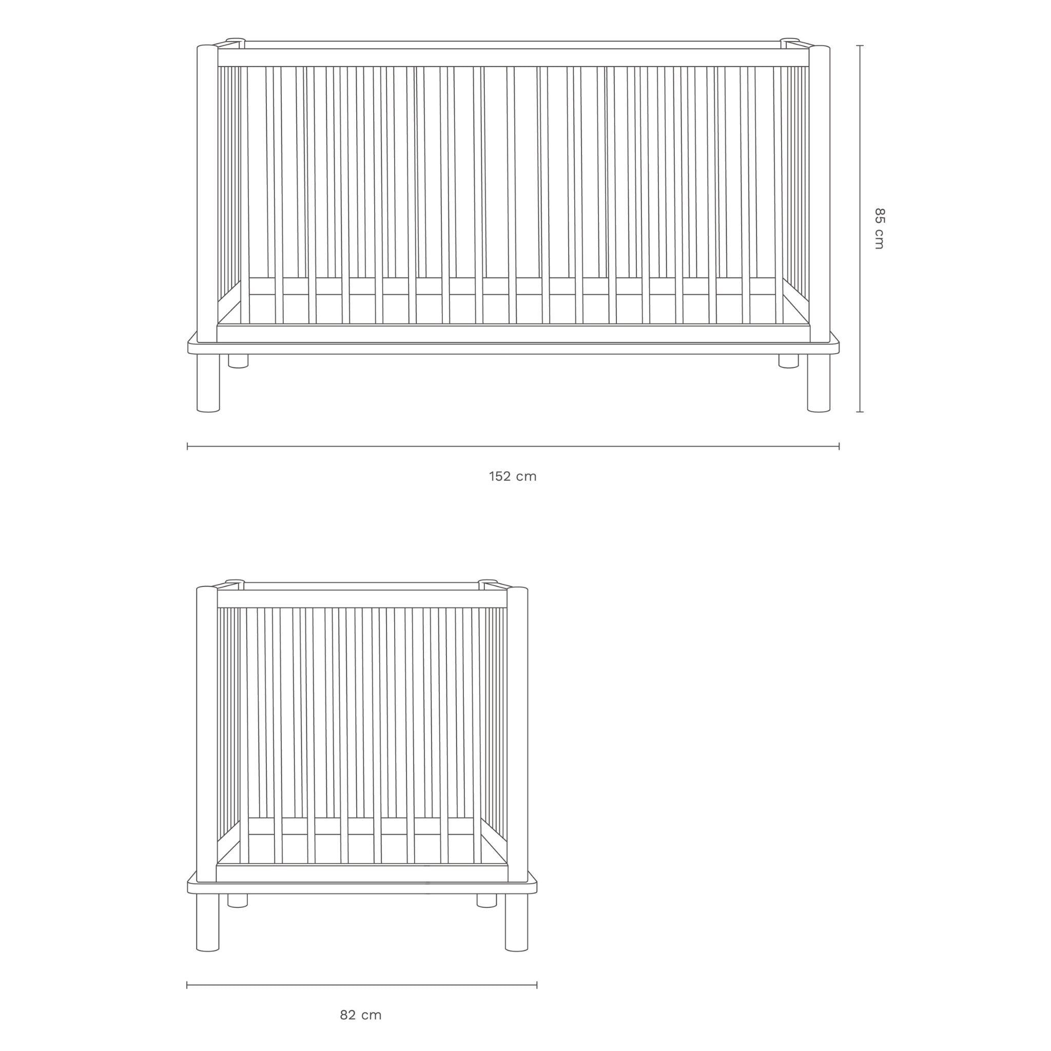 Lit à barreaux bébé 140x70 en chêne massif Latitude