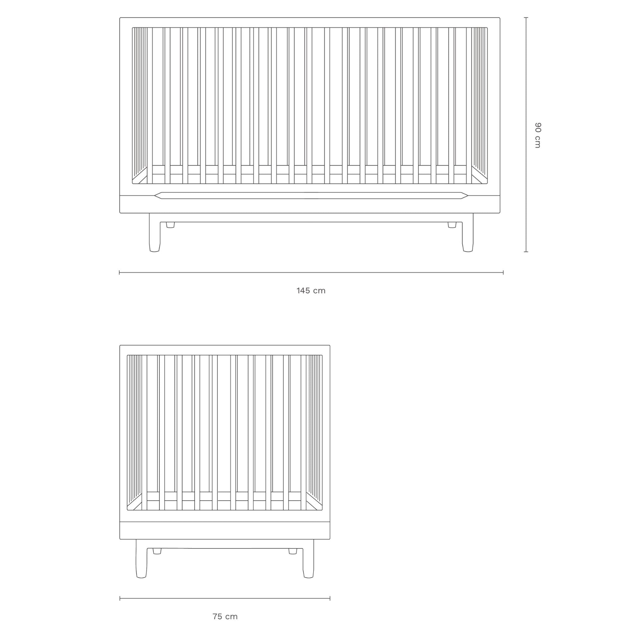 Lit évolutif bébé 140x70 en chêne massif Pure