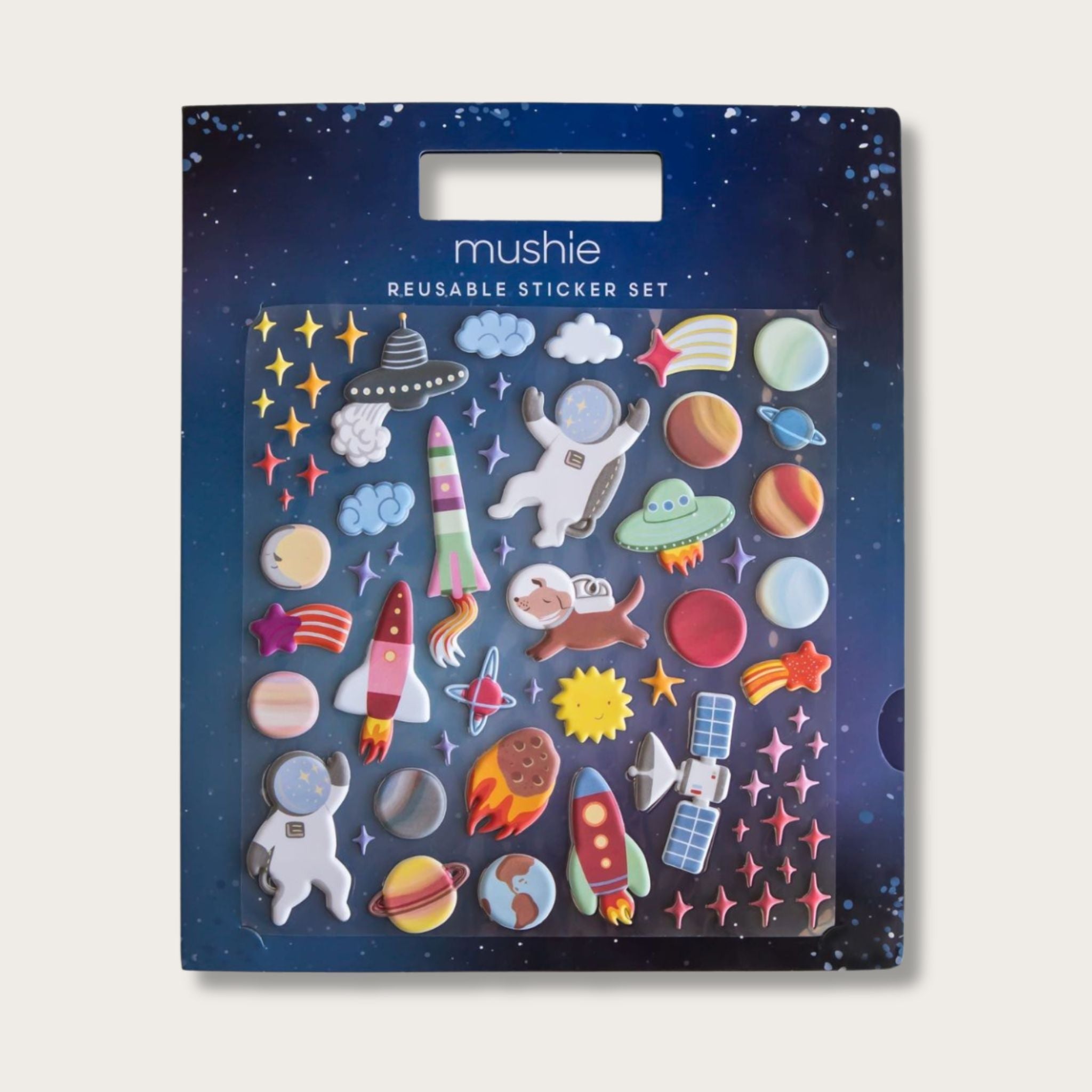 Livre d’autocollants réutilisables Mushie Espace